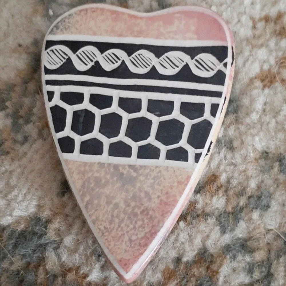 kenya african small dish jewelry heart trinket box